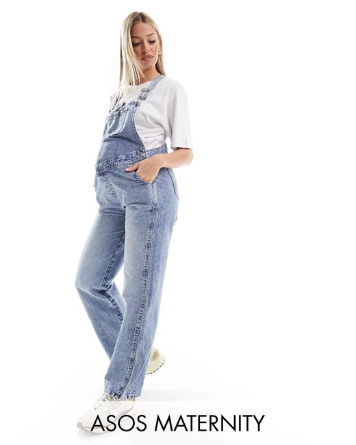 Asos design maternity - salopette en jean - moyen ASOS en coloris Blue