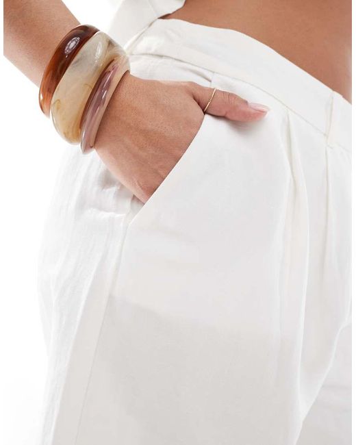 ONLY Short Met Hoge Taille, Lange Pasvorm En Linnen in het White