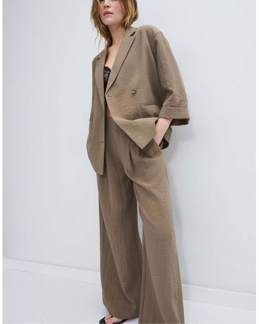 Stradivarius Brown Flowing Double-breasted Blazer