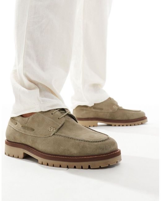 River Island White Suede Boat Shoes for men