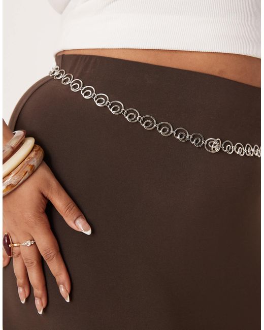 My Accessories Curve White Mini Spiral Chain Belt