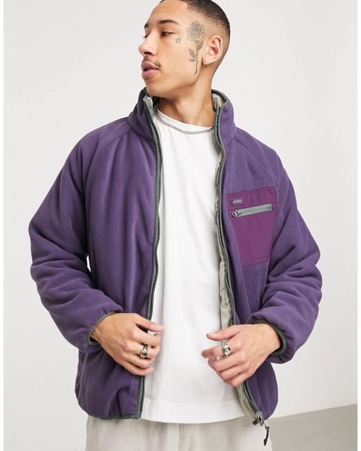 Pull&Bear – fleece-jacke in Purple für Herren