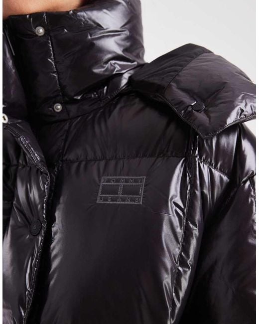 Tommy Hilfiger Blue Alaska Grid Down Maxi Puffer Jacket