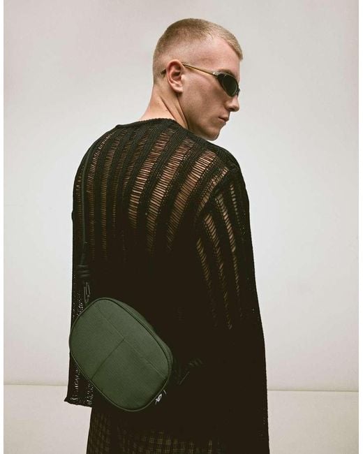 Bershka Green Technical Crossbody Bag for men