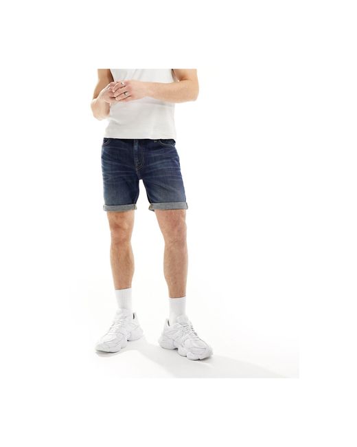 Rider - short en jean slim - bleu foncé délavé Lee Jeans pour homme en coloris Blue