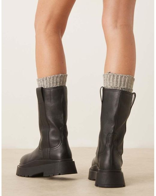 ASOS Black Coast Chunky Pull On Boots