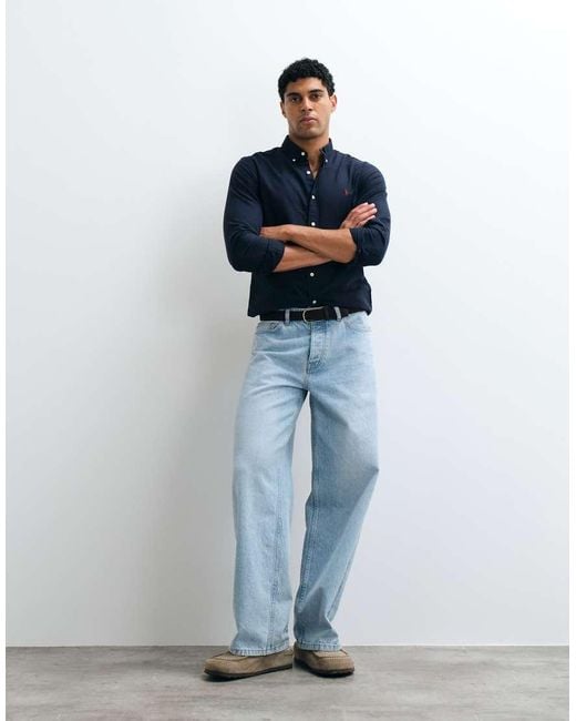 Polo Ralph Lauren Blue Icon Logo Slim Fit Garment Dyed Oxford Shirt for men