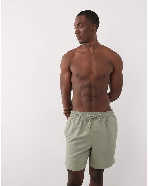 Threadbare Natural Drawcord Waist Seersucker Swim Shorts for men