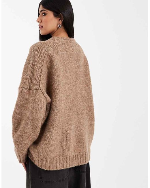 ASOS Blue Oversized Crew Neck Sweater With Curved Hem