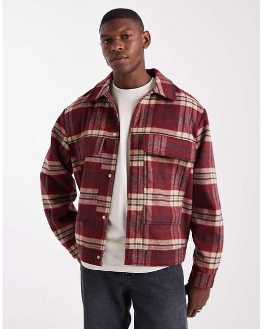 ASOS Red Wool Look Harrington Jacket for men