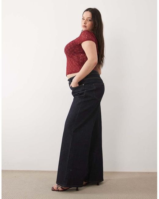 ASOS Multicolor Asos Design Curve High Waist Straight Wide Leg Jeans