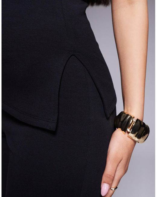 ASOS Black Ponte Fold Over Bandeau Top