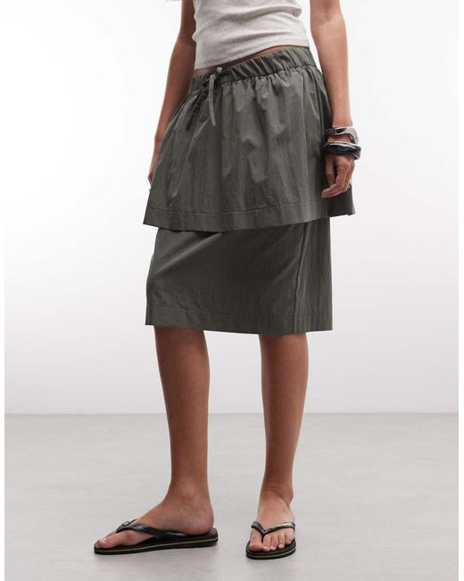 ASOS Natural Double Layer Cargo Pencil Skirt
