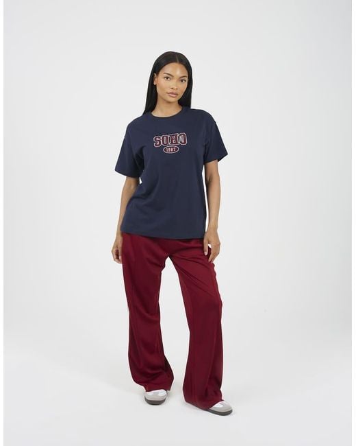 Brave Soul Blue Cotton Embroidered Short Sleeve T-Shirt
