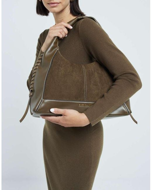 River Island Brown Whipstitch Slouch Bag