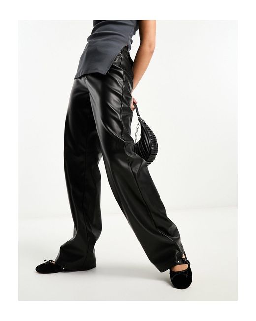 Noisy May Black High Waisted Faux Leather Pants