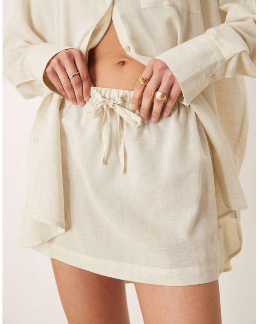 ASOS Natural Belle Linen Blend Mini Beach Skirt