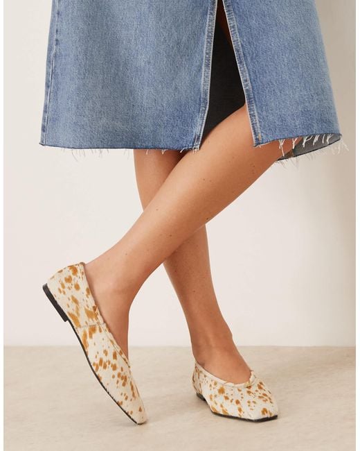 ASOS Blue Lupin Premium Chisel Toe Ballet Flats