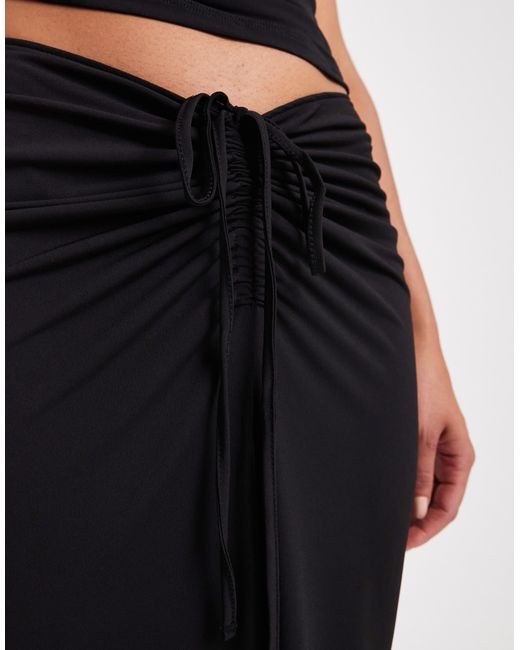 Vero Moda Black Slinky Ruched Front Maxi Skirt Co-ord