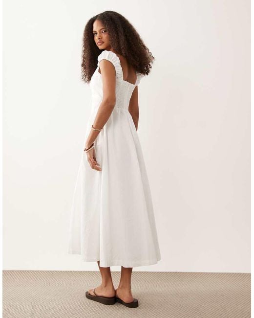 Abercrombie & Fitch Natural Sweetheart Neckline Dipped Waist Midi Dress