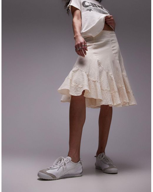 TOPSHOP White Disjointed Knee Length Skirt