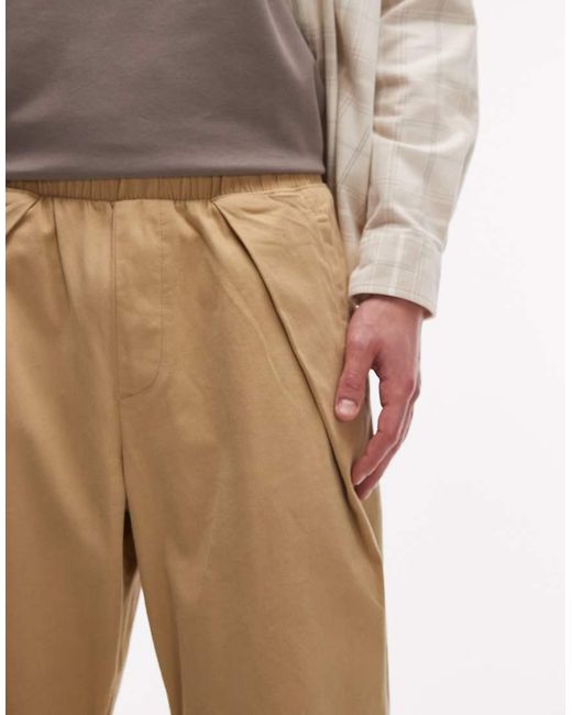 ASOS Natural Relaxed Tapered Pull On Pants for men