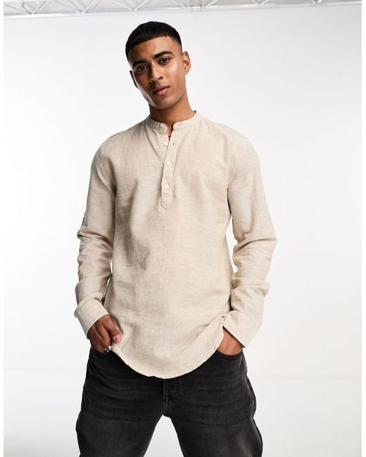 Only & Sons Natural Linen Mix Overhead Shirt for men