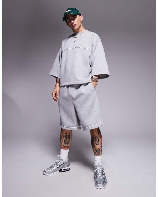 Felpa Oversize Mélange Con Maniche A 3/4 di ASOS in Gray da Uomo