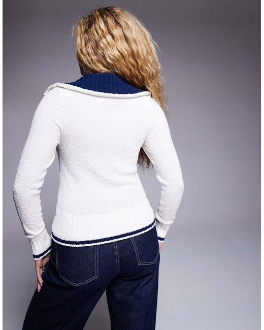 ASOS Blue Neat Fit Zip Through Cardigan