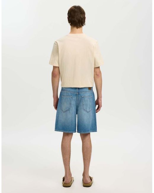 SELECTED Blue Denim Shorts for men