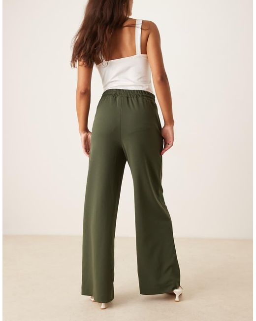 Vila Green Pintuck Wide Leg Pants
