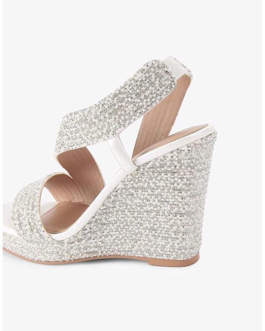 Carvela Kurt Geiger White Gala Wedge Jewel 110 Heeled Sandals