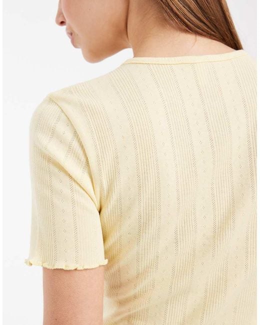 ONLY Blue Pointelle Lettuce Edge Top