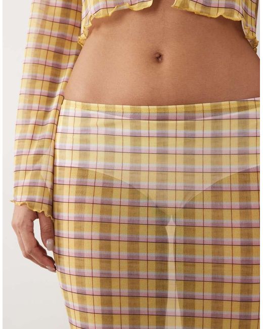 ASOS Natural Co-Ord Printed Mesh Maxi Skirt
