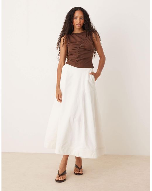 ASOS Brown Jersey Ruched Detail Tank Top In Dark