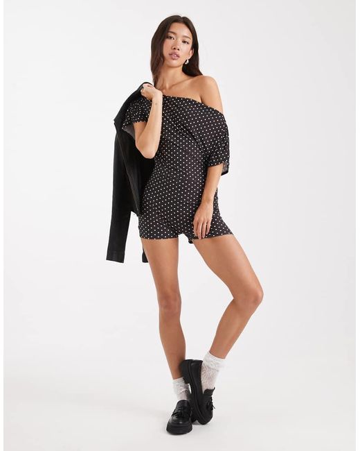 Miss Selfridge Black Off The Shoulder Playsuit