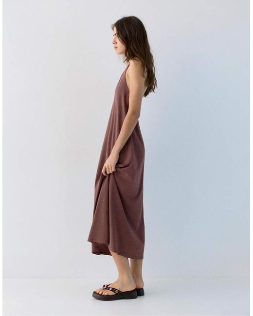 Pull&Bear Brown Halter Midi Dress
