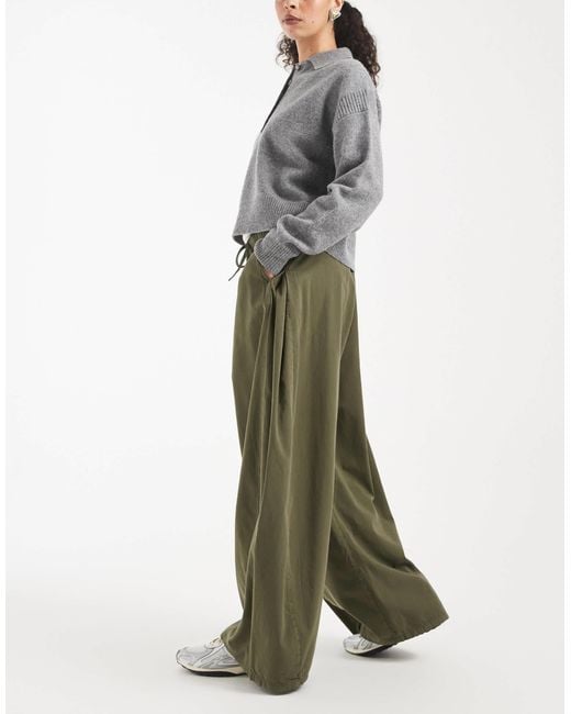 ASOS White Side Pleat Barrel Leg Trouser