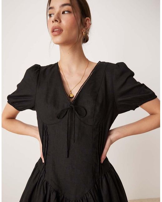 Glamorous Black Dropped Waist Mini Dress