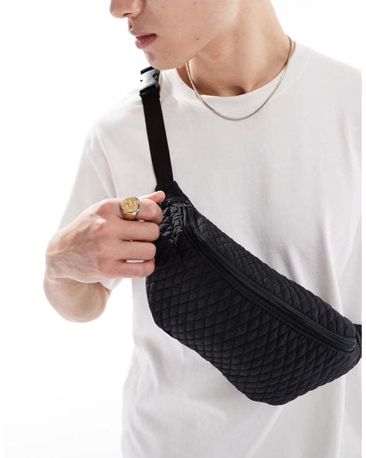 ASOS White Nylon Quilted Bumbag for men
