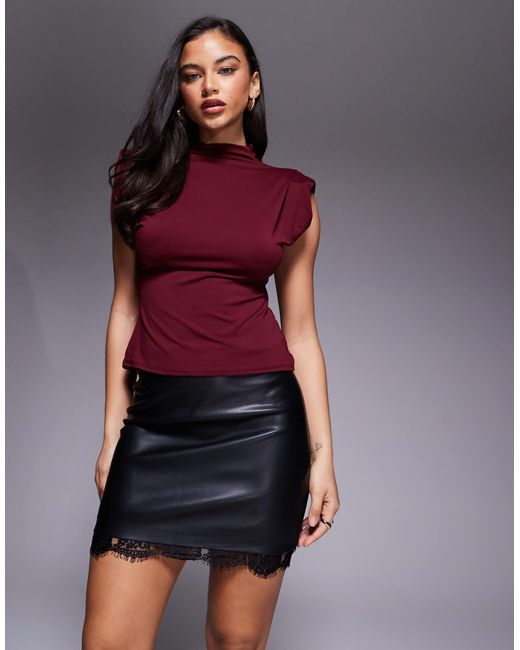 River Island Purple Lace Detail Mini Skirt