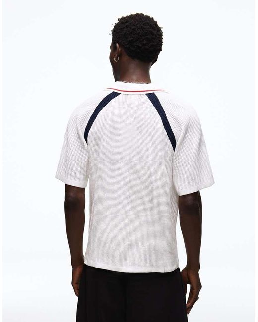 Bershka White Retro Sport Polo for men