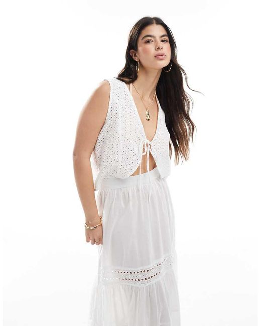 Chaleco Corto Con Lazada Delantera Exclusivo De (Parte De Un Conjunto) esmé studios de color White