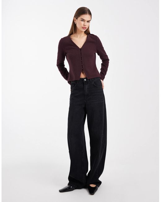 Threadbare Purple Knit Button Through Cardigan