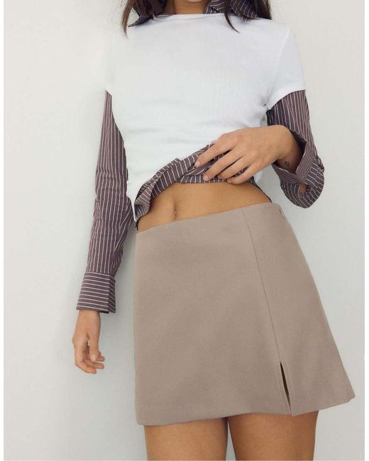 Stradivarius Skort Met Zijsplit in het Gray