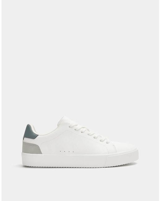 Pull&Bear White Basic Trainers With Detail for men