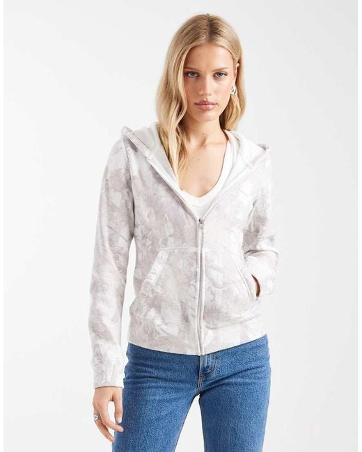 Hollister White Zip Through Hoodie