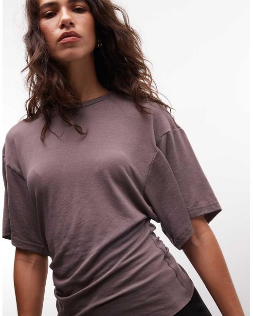 Weekday Purple Slightly Sheer Cinched Waist T-shirt