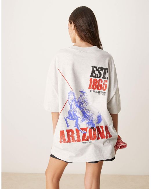 T-shirt oversize à imprimé arizona rodéo - glace chiné ASOS en coloris White