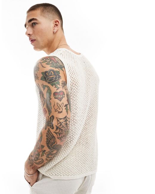 Abercrombie & Fitch White Crochet Knit Muscle Singlet for men